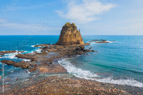 Papuma beach and rocks in island
