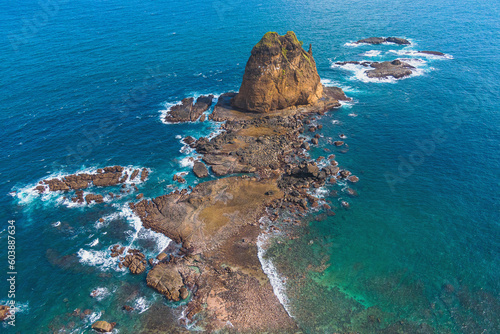 Papuma beach and rocks in island