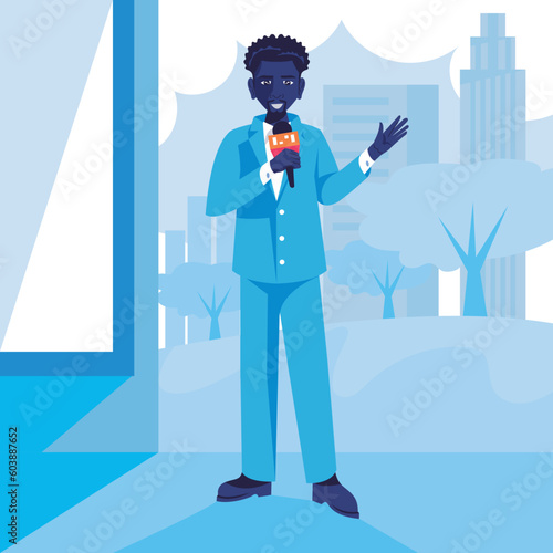 Journalist working in the streets