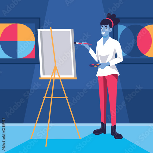 Woman painter artist design character