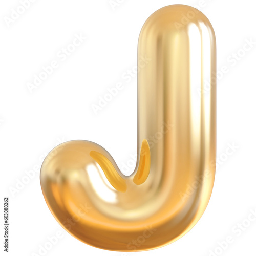 Alphabet Letter J Gold 3d font
