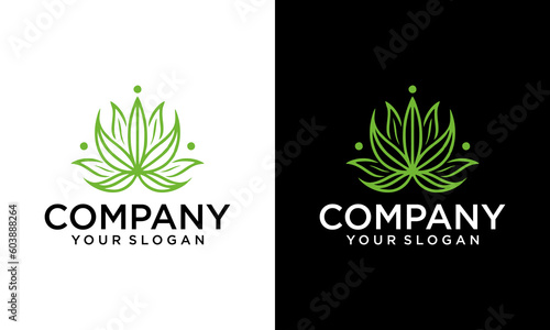 Creative Cannabis Leaf Vector Logo Icon Template for CBD Cannabidiol Cannabis Hemp Marijuana Medical Pharmaceutical Industry And Bussiness Company