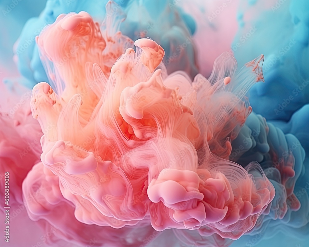 Fototapeta premium Abstract colorful pastel color cloud background. Colorful Ink Diffusion in Water. Generative AI