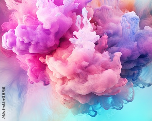 Abstract colorful pastel color cloud background.  Colorful Ink Diffusion in Water. Generative AI © 7AM