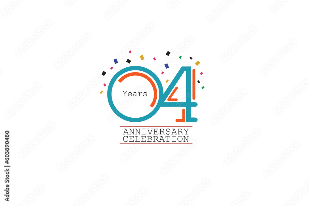 4th, 4 years, 4 year anniversary 2 colors blue and orange on white background abstract style logotype, vector design for celebration vector 4th, 4 years, 4 year anniversary 2 colors blue and orange on white background abstract style logotype, vector design for celebration vector