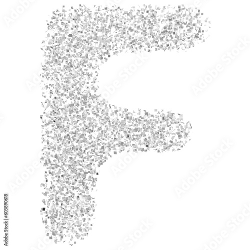 Alphabet Letter F Silver Modern 3d font
