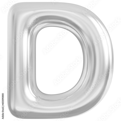 Alphabet Letter D Silver Modern 3d font