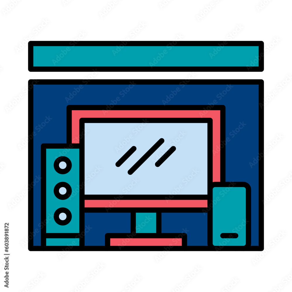 Fototapeta premium Filled Line Electronics Center design vector icon design vector line icon svg