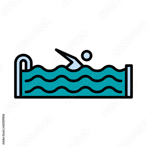 Filled Line Swimming Pool design vector icon design vector line icon svg