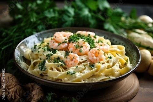 Fettuccine Creamy Cheese With Topping Parmesan Cheese