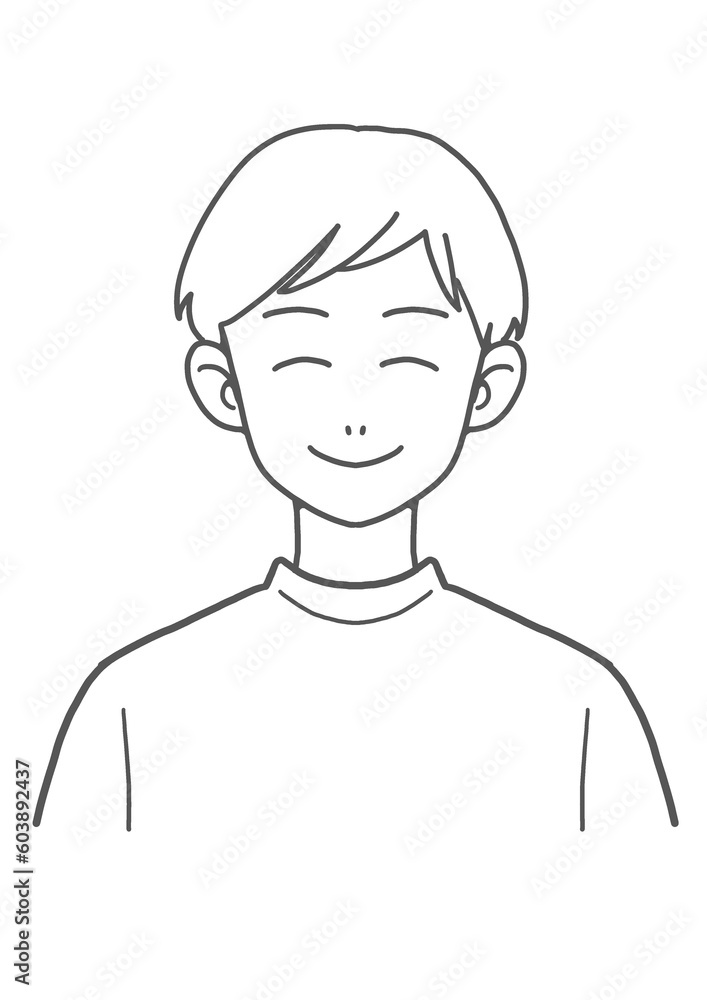 Tシャツのほほえみ男性(線画) Tシャツのほほえみ男性(線画)