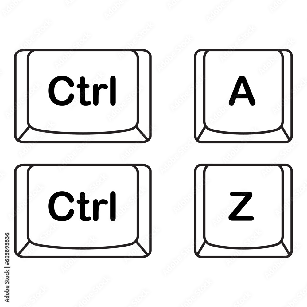 The shortcut keys. Black and white computer icon, vector illustration