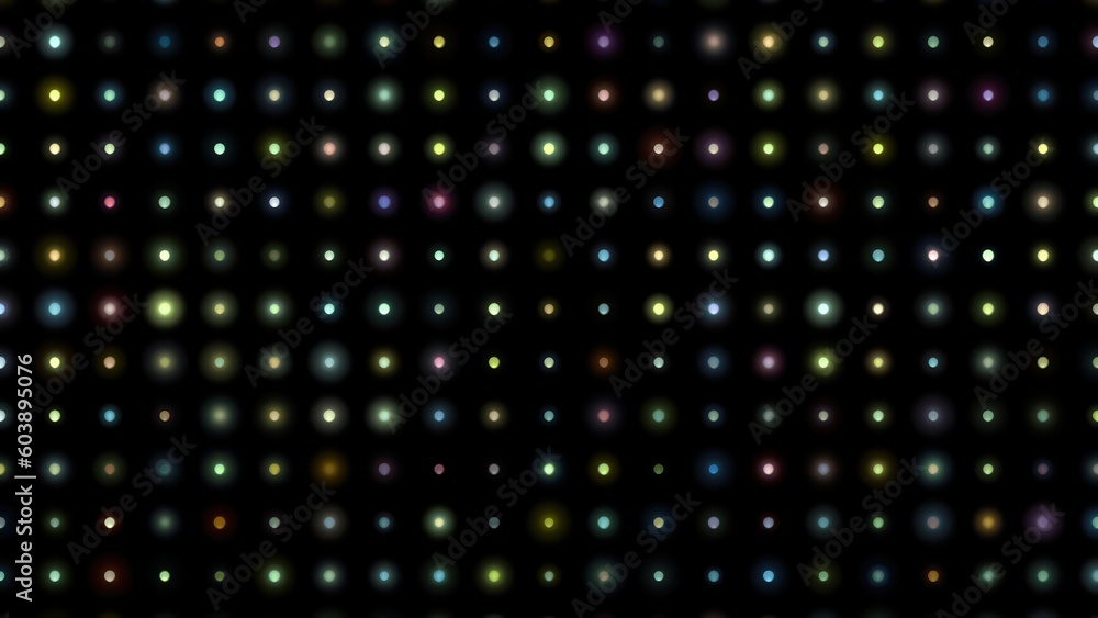Illustration of colorful flash lights pattern on plain black background