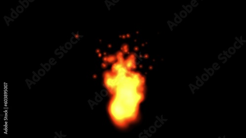 Beautiful illustration of raging fire on plain black background