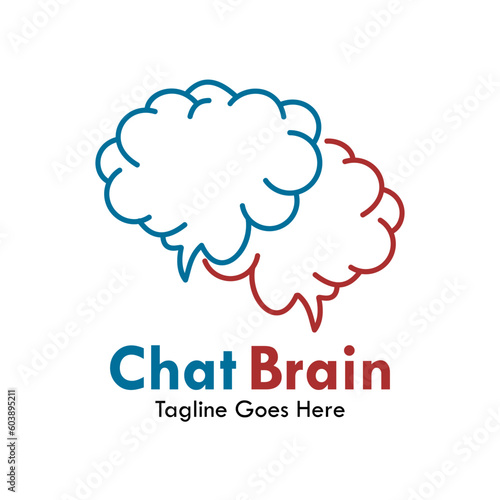 Chat brain design logo template illustration