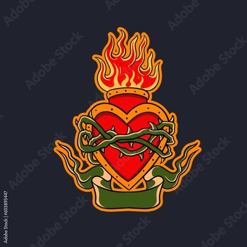 Hand drawn illustration of sacred heart