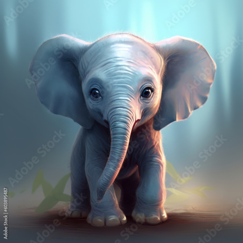 Cute Baby Elephant for Children made with Generative AI