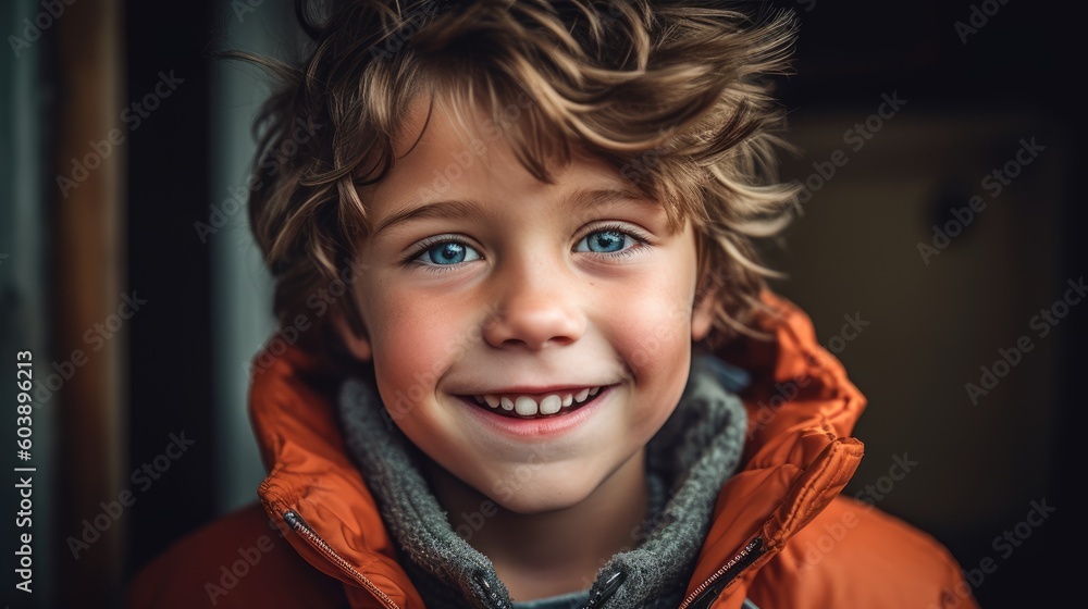 A portrait of a young boy with a mischievous smile, his eyes sparkling with curiosity. Generative AI A portrait of a young boy with a mischievous smile, his eyes sparkling with curiosity. Generative AI