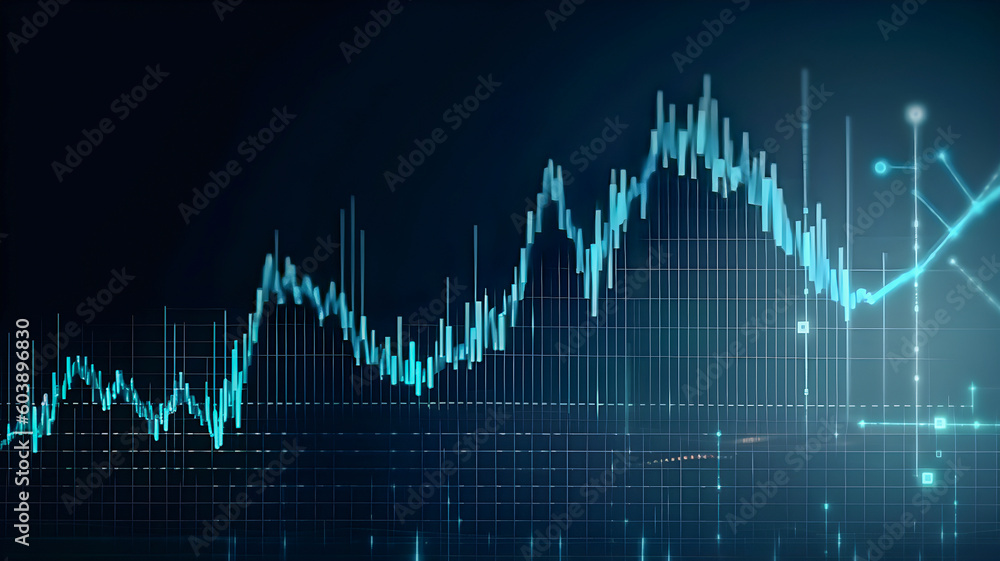 Growth graph and progress of business and analysing financial and investment data on dark background . AI generated Growth graph and progress of business and analysing financial and investment data on dark background . AI generated