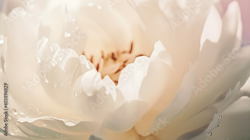 Elegant pastel white colour peony flower  close up  macro background  AI generated