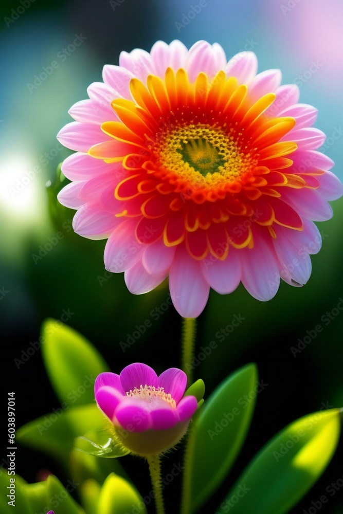 pink and yellow dahlia generative AI pink and yellow dahlia generative AI