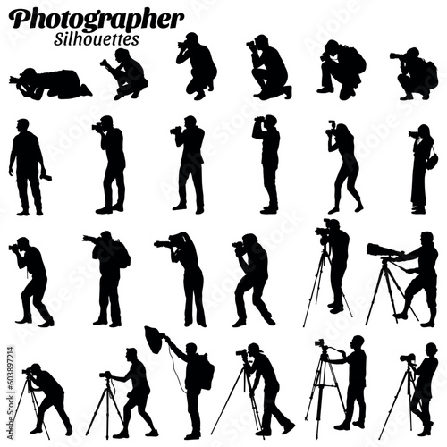 Photographer silhouettes vector illustration set.