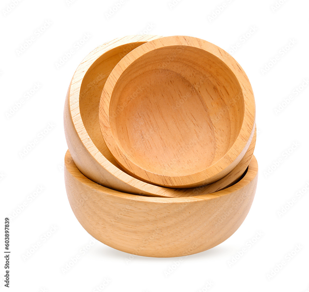 Three wood bowls on transparent. Three wood bowls on transparent.