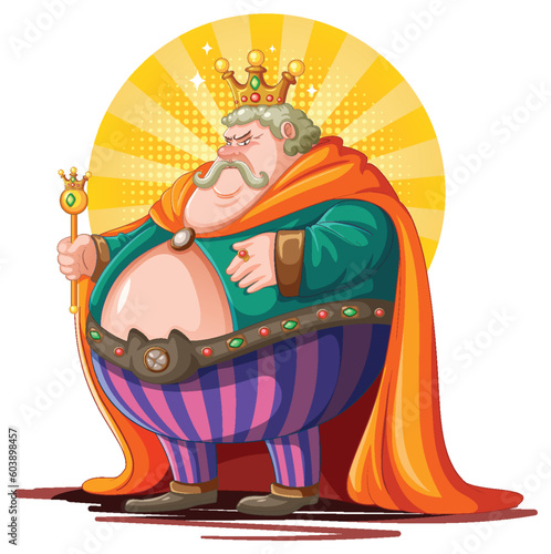 Grumpy fairy tale king isolated cartoon character