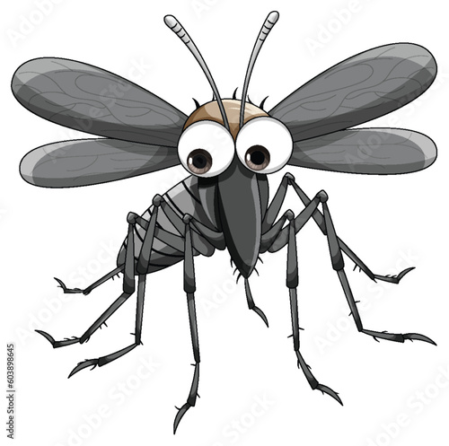 Cute mosquito cartoon character flying
