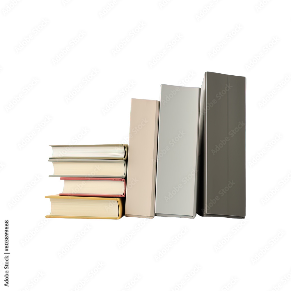 A pile of books on a transparent background. Created with Generative AI Technology A pile of books on a transparent background. Created with Generative AI Technology