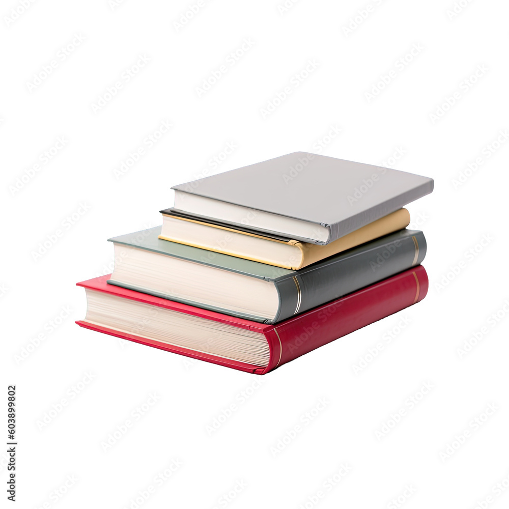 A pile of books on a transparent background. Created with Generative AI Technology A pile of books on a transparent background. Created with Generative AI Technology
