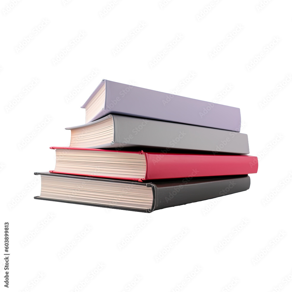 A pile of books on a transparent background. Created with Generative AI Technology A pile of books on a transparent background. Created with Generative AI Technology