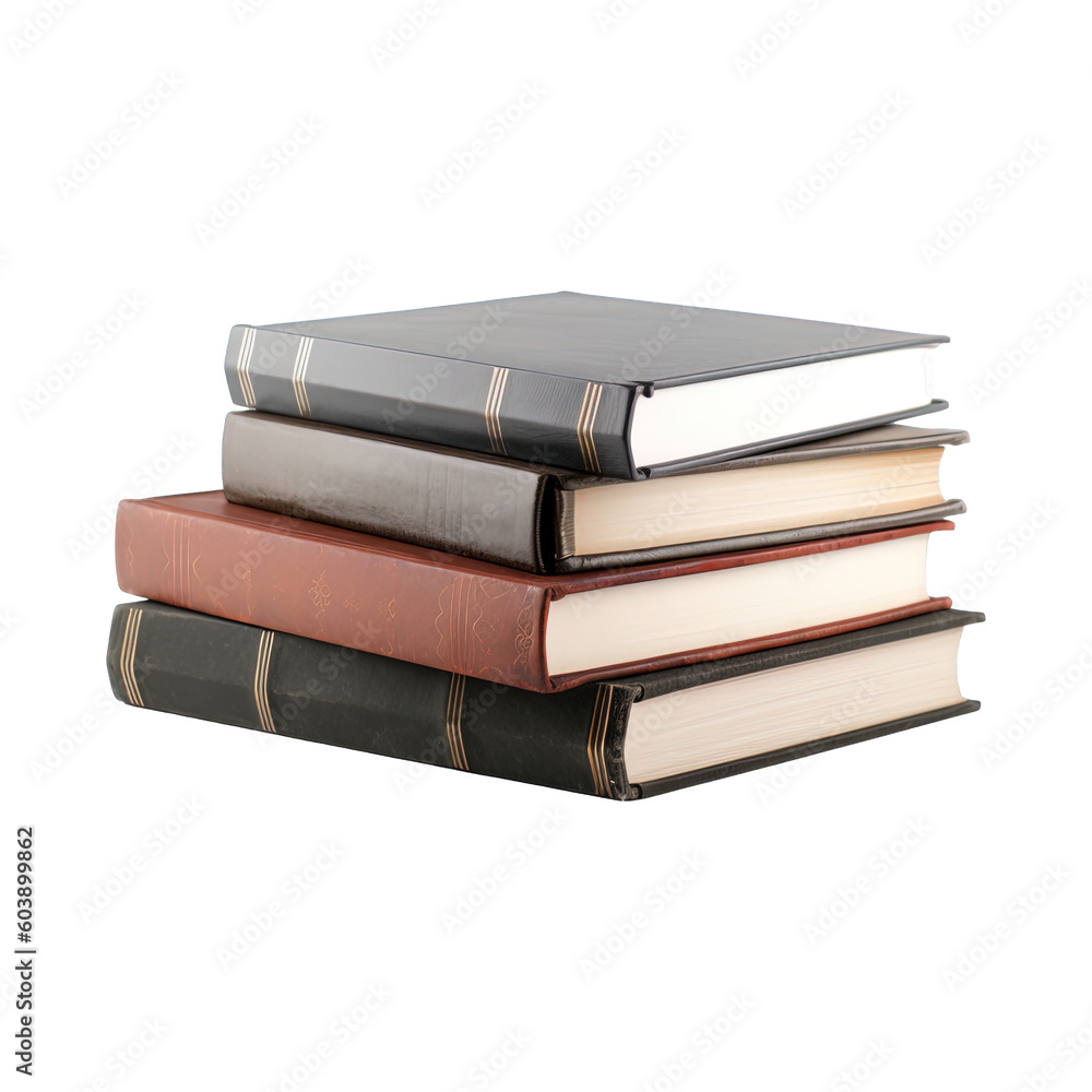 A pile of books on a transparent background. Created with Generative AI Technology A pile of books on a transparent background. Created with Generative AI Technology