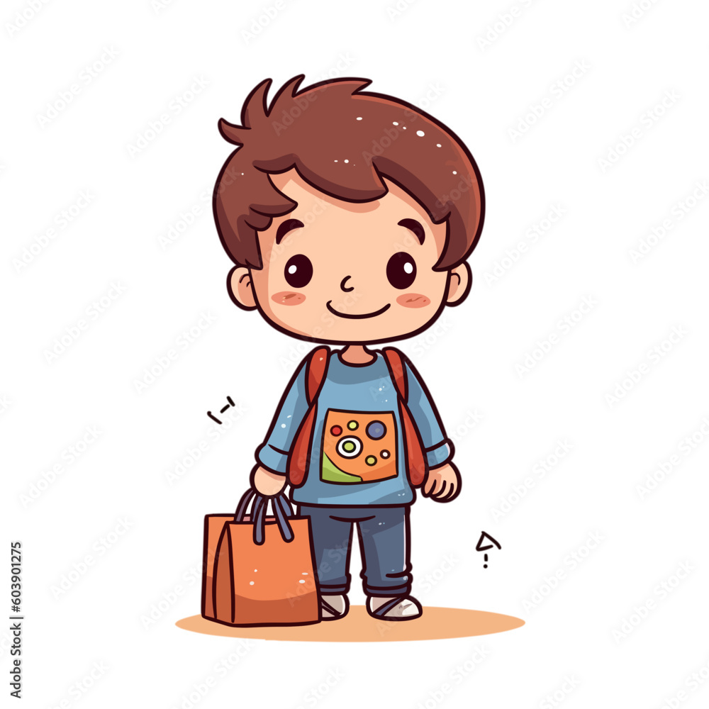 a little boy holding a fabric bag style 3 a little boy holding a fabric bag style 3