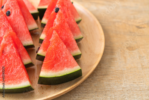 fresh watermelon sliced on plate