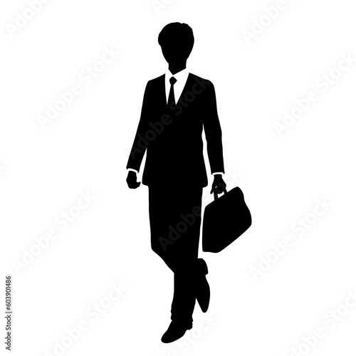 Full body silhouette of a businessman wearing a suit.