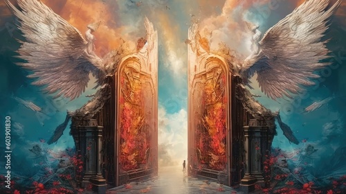 Tablou canvas Heaven's gates await in death. (Generative AI)