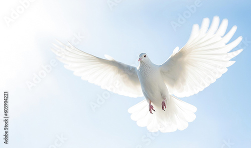 AI generative. White dove against blue sky