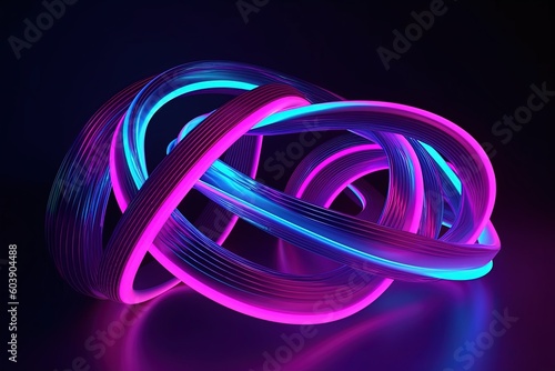 abstract futuristic ribbon background with pink blue glowing neon moving high speed wave lines and bokeh lights. Data transfer concept Fantastic wallpaper, Ai Generative