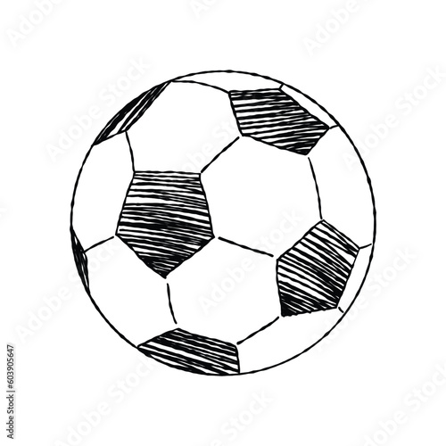 Hand draw football ball isolated illustration on white background.