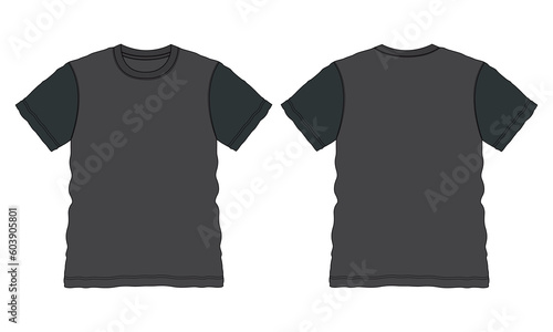 Two tone color Short sleeve t shirt vector illustration template front and back views isolated on white background