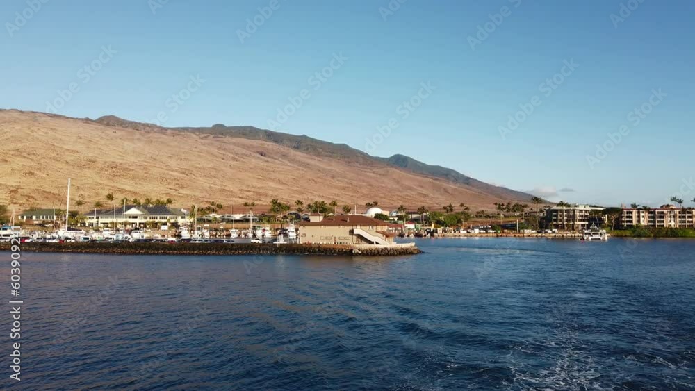 Maui, Hawaii, USA - July 2021 - Panoramic view of the Ma'alaea Harbor. Maui, Hawaii, USA - July 2021 - Panoramic view of the Ma'alaea Harbor.