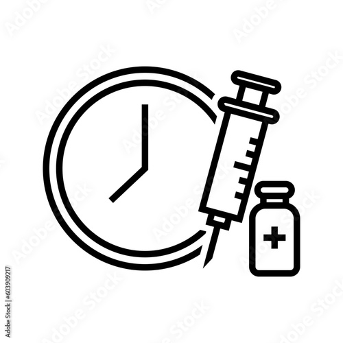 medicine injection schedule, illustration of insulin injection timer icon vector