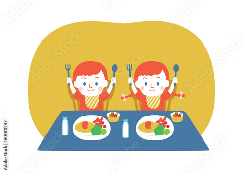 食事をする子供　SDGs2 飢餓をゼロに