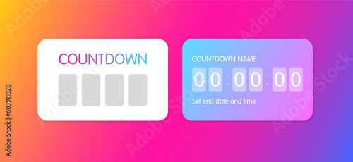 Countdown. Flat, colorful, countdown layout. Vector illustration.
