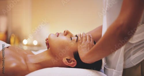 Skincare  spa and woman with luxury  massage and wellness with body care  stress relief and relax. Female person  girl and masseuse with a client  comfortable and salon treatment on a resort vacation