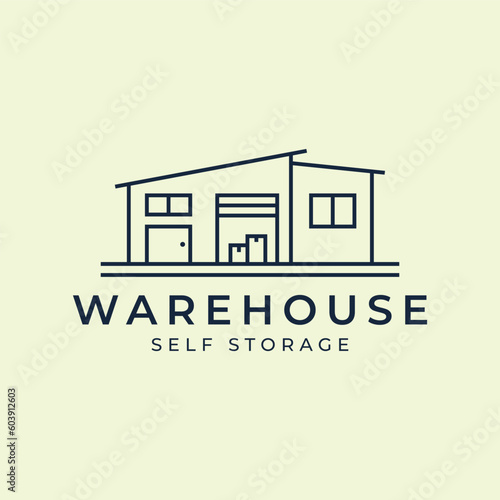 warehouse line art logo vector illustration template design