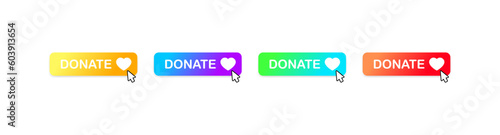 Donate. Flat, color, donate button. Vector icons.