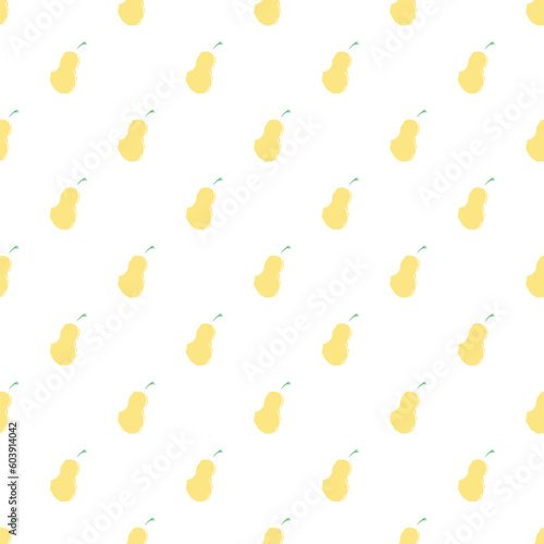 Seamless pattern with pear icons. Drawn pear background. Doodle vector illustration with fruits