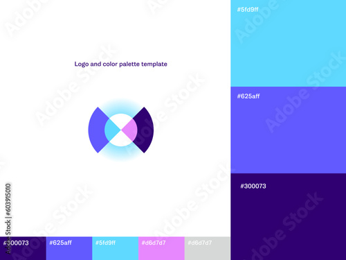 crypto coin fintech financial optical company business logo and colour palette vector template visual identity design corporate asset symbol 